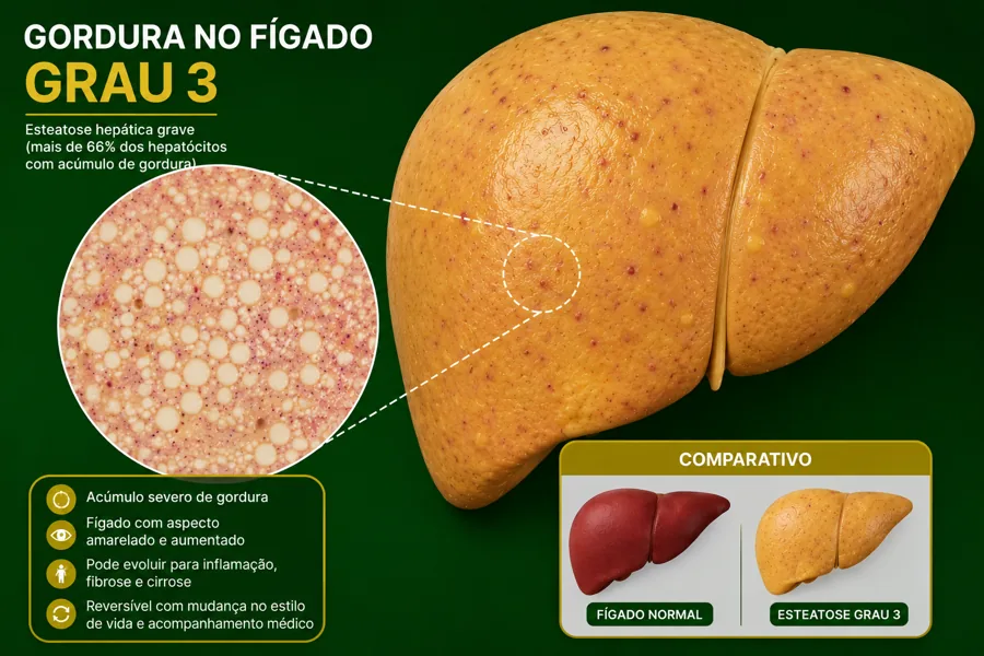 GRAU 3 — Esteatose hepática acentuada